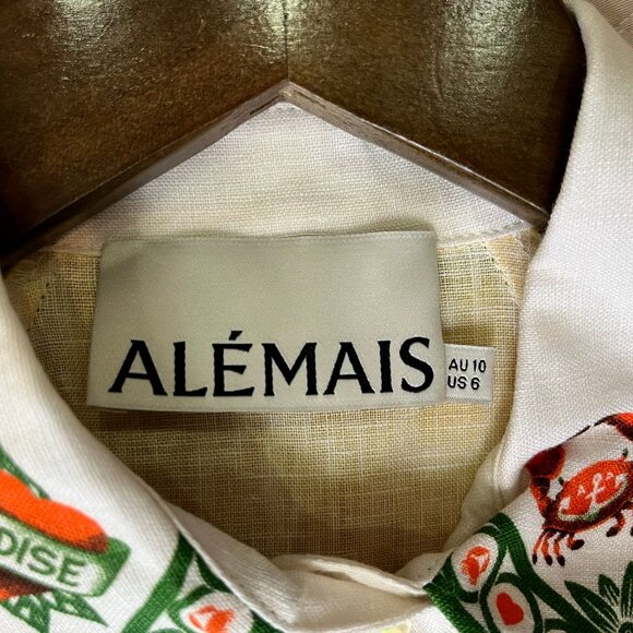 NWOT ALEMAIS Paradiso Linen Mini Shirtdress Size 6 Missing belt - Picture 7 of 16